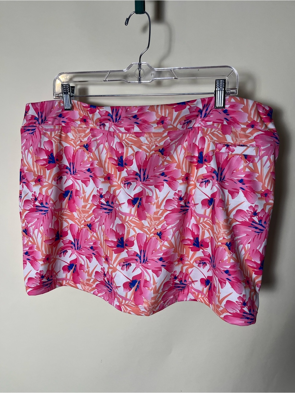 Pebble Beach Dry Luxe Performance Skort Skirt Shorts Pink Hawaiian Floral EUC